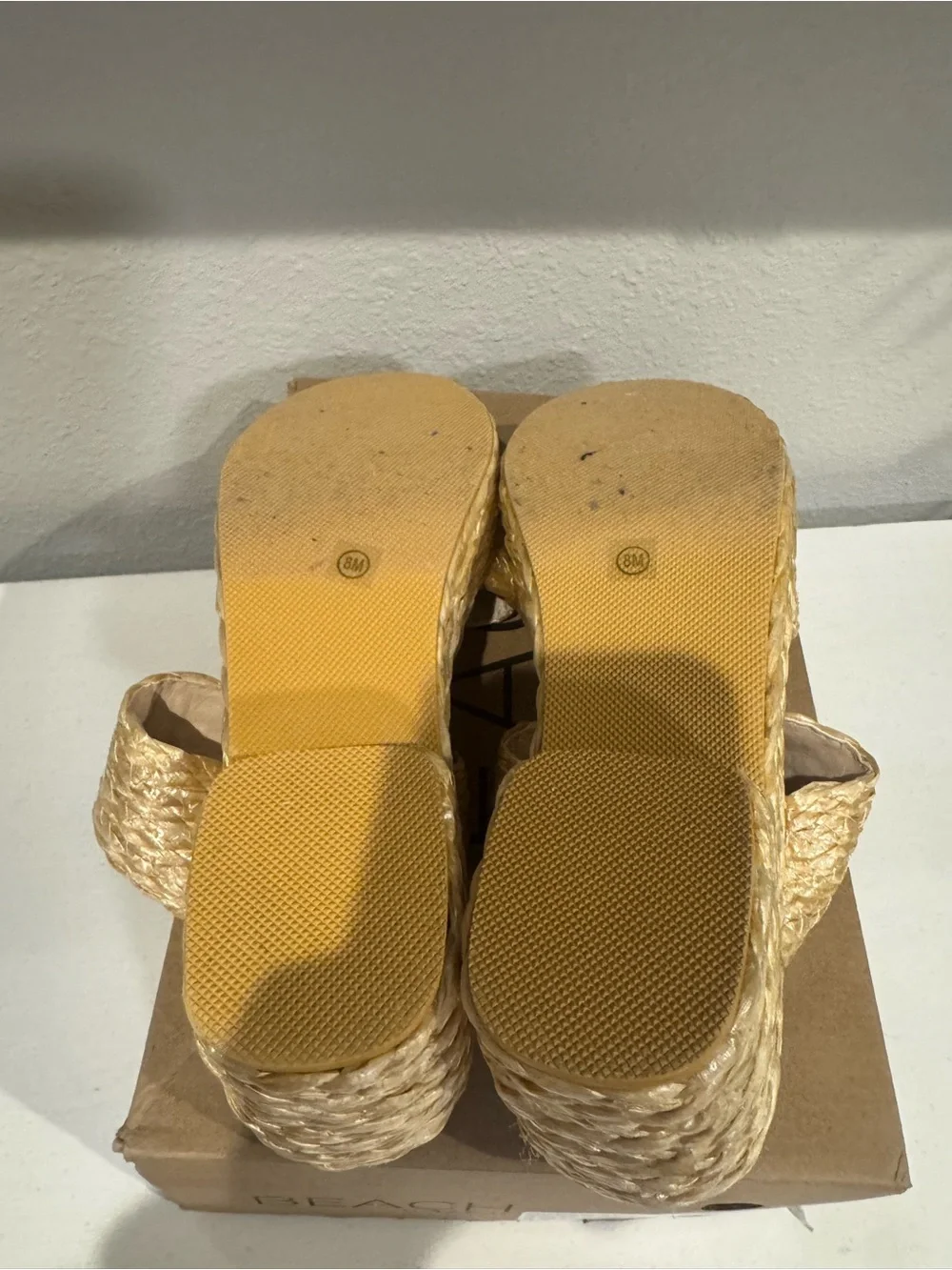 Matisse Gold Braided Platform Slide Sandals